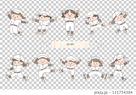 Jumping baseball girl Jumping baseball girl 131754384