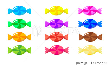 Colorful swirl candies set, sweet candy collection, bright vector illustration isolated on white background Colorful swirl candies set, sweet candy collection, bright vector illustration isolated on white background 131754436