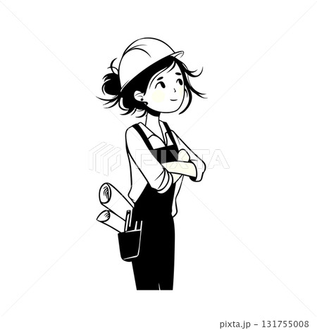 Builder. Builder simple black and white line art vector logo 131755008