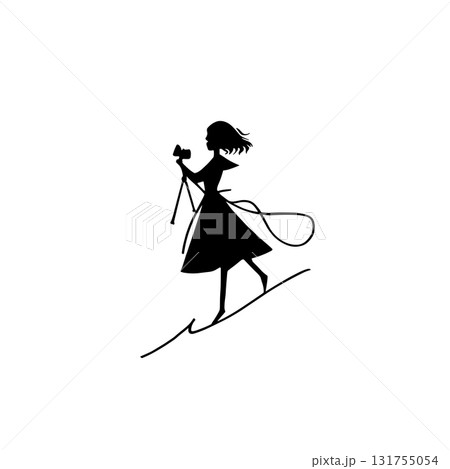 Movie Director. Movie Director simple black and white line art vector logo 131755054