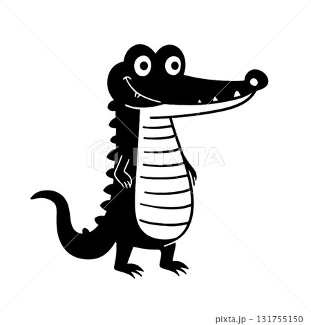 Gharial. Gharial simple black and white line art vector logo 131755150