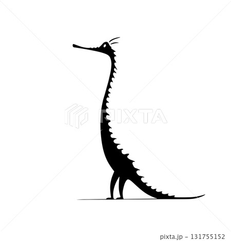 Gharial. Gharial simple black and white line art vector logo 131755152