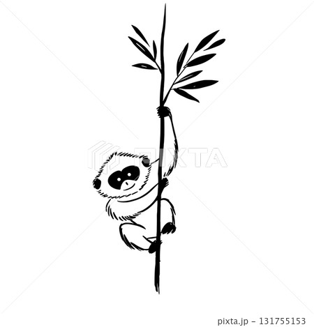Gibbon. Gibbon simple black and white line art vector logo Gibbon. Gibbon simple black and white line art vector logo 131755153