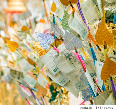 Symbols of Buddhism. South-Eastern Asia. Details of buddhist temple in Thailand. Symbols of Buddhism. South-Eastern Asia. Details of buddhist temple in Thailand. 131755295