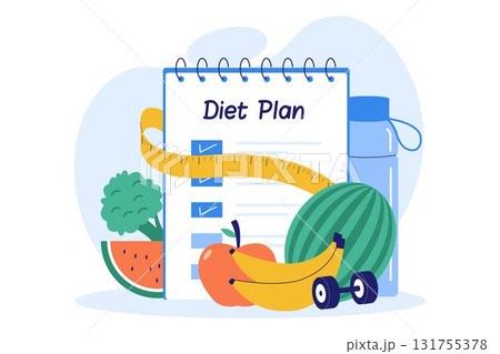 Illustration of Diet Plan and Healthy Lifestyle Illustration of Diet Plan and Healthy Lifestyle 131755378