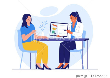 Illustration of Nutritionist Consultation and Diet Planning 131755382