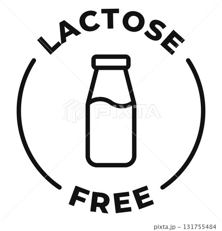 Lactose free icon. vector icon illustration for product package. Dairy free label. No allergen vector illustration for product packaging logo, sign, symbol or emblem. 131755484