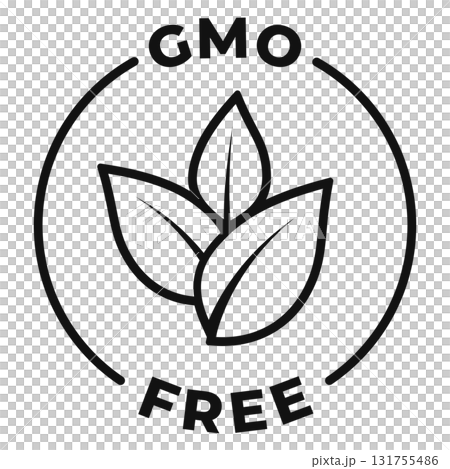 GMO free icon. Non GMO label. Ecological vector illustration for organic product packaging isolated. 131755486