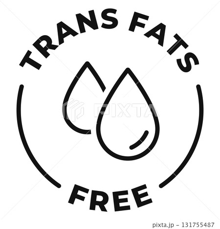 Trans fats free icon. Low cholesterol label. Trans fat free vector illustration for product packaging logo, sign, symbol or emblem. Trans fats free icon. Low cholesterol label. Trans fat free vector illustration for product packaging logo, sign, symbol or emblem. 131755487
