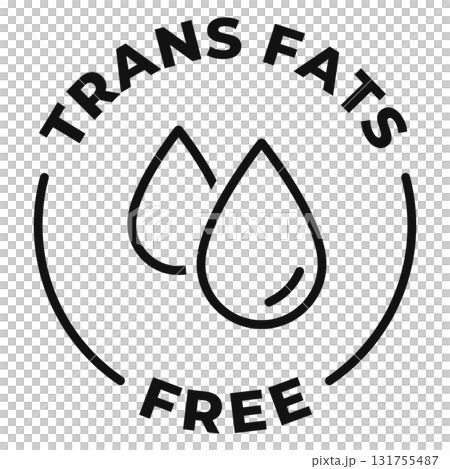 Trans fats free icon. Low cholesterol label. Trans fat free vector illustration for product packaging logo, sign, symbol or emblem. Trans fats free icon. Low cholesterol label. Trans fat free vector illustration for product packaging logo, sign, symbol or emblem. 131755487