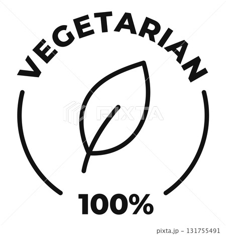 Vegetarian icon. Vegetarian certified label. Eco vector illustration for product packaging logo, sign, symbol or emblem. Vegetarian icon. Vegetarian certified label. Eco vector illustration for product packaging logo, sign, symbol or emblem. 131755491