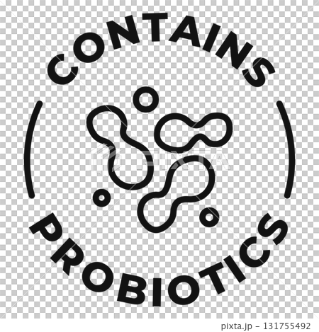 Contains probiotics icon. Contains prebiotics label. Healthy flora vector illustration for product packaging logo, sign, symbol or emblem. 131755492