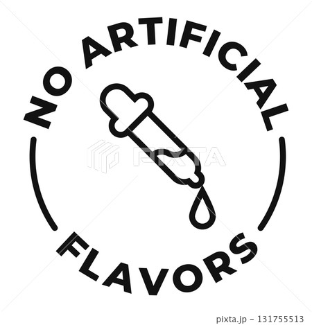 No artificial flavors icon. Additives free label. No artificial flavors vector illustration for product packaging logo, sign, symbol or emblem. 131755513