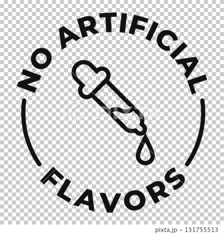 No artificial flavors icon. Additives free label. No artificial flavors vector illustration for product packaging logo, sign, symbol or emblem. 131755513