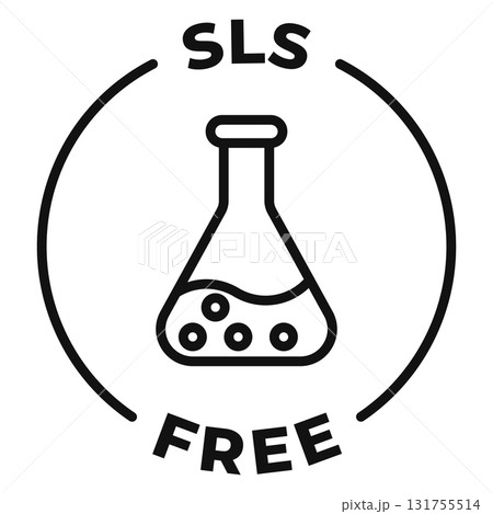 SLS or SLES free icon. No chemical ingredients label. SLS free vector illustration for product packaging logo, sign, symbol or emblem. SLS or SLES free icon. No chemical ingredients label. SLS free vector illustration for product packaging logo, sign, symbol or emblem. 131755514