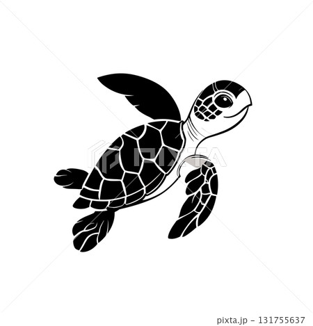Loggerhead Turtle. Loggerhead Turtle simple black and white line art vector logo Loggerhead Turtle. Loggerhead Turtle simple black and white line art vector logo 131755637