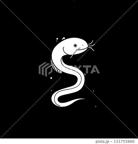 Moray Eel. Moray Eel simple black and white line art vector logo 131755660