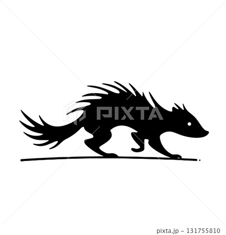 Skunk. Skunk simple black and white line art vector logo 131755810