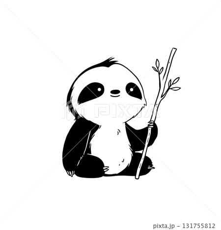 Sloth. Sloth simple black and white line art vector logo 131755812
