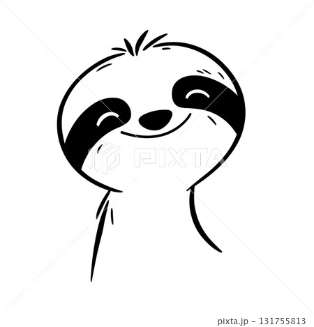 Sloth. Sloth simple black and white line art vector logo 131755813
