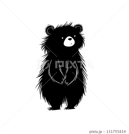 Sloth Bear. Sloth Bear simple black and white line art vector logo 131755814