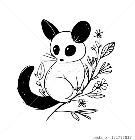 Sugar Glider. Sugar Glider simple black and white line art vector logo Sugar Glider. Sugar Glider simple black and white line art vector logo 131755835