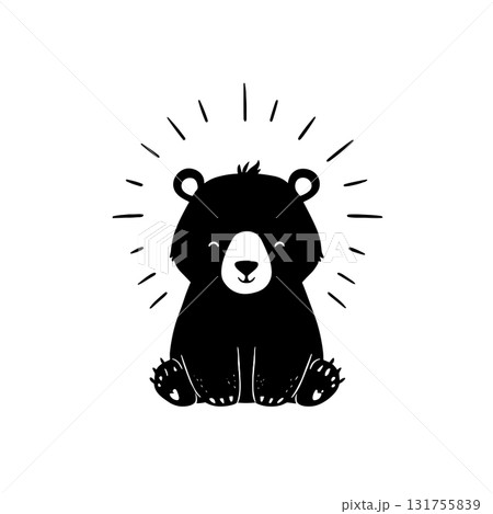 Sun Bear. Sun Bear simple black and white line art vector logo 131755839