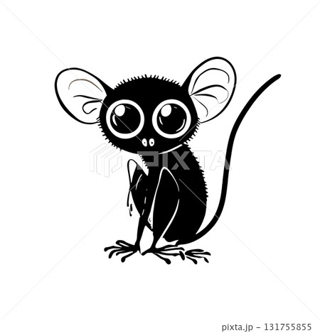Tarsier. Tarsier simple black and white line art vector logo 131755855