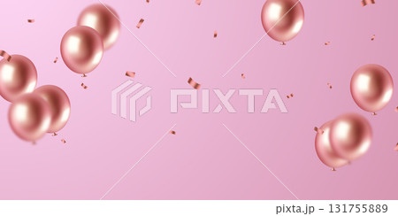 Beautiful pink 3D balloon illustration background for party celebration decoration. 131755889