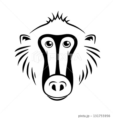 Baboon. Baboon simple black and white line art vector logo Baboon. Baboon simple black and white line art vector logo 131755956