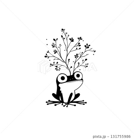 Tree Frog. Tree Frog simple black and white line art vector logo Tree Frog. Tree Frog simple black and white line art vector logo 131755986