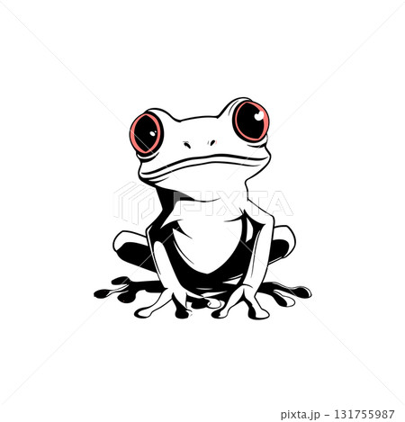 Tree Frog. Tree Frog simple black and white line art vector logo 131755987