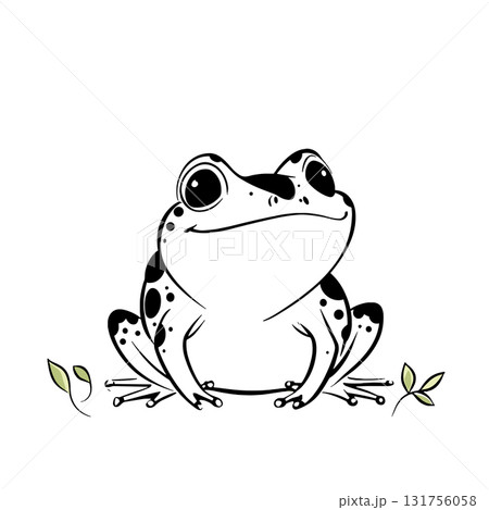 Bullfrog. Bullfrog simple black and white line art vector logo 131756058