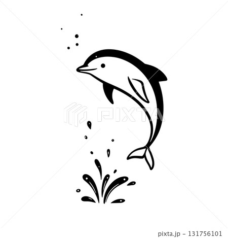 Dolphin. Dolphin simple black and white line art vector logo 131756101