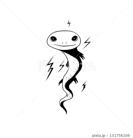 Electric Eel. Electric Eel simple black and white line art vector logo 131756109