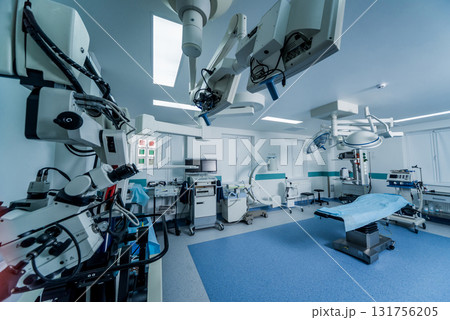 Modern equipment in operating room. Medical devices for neurosurgery. Modern equipment in operating room. Medical devices for neurosurgery. 131756205