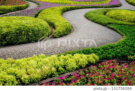 Luxury landscape design of the tropical garden. Luxury landscape design of the tropical garden. 131756384