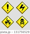 Pixel Art Hazard Warning Signs Set 131756529