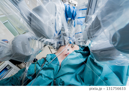 Modern surgical system. Medical robot. Minimally invasive robotic surgery. 131756633