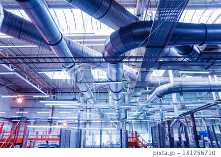 Air conditioning of buildings. Background of ventilation pipes.  131756710