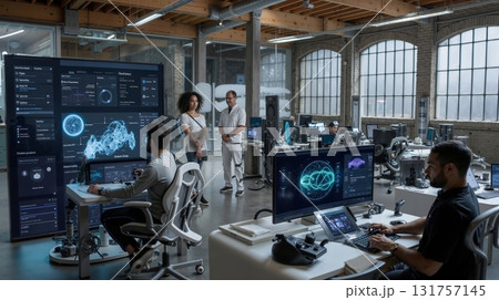 A group of people working on computers in an office A group of people working on computers in an office 131757145