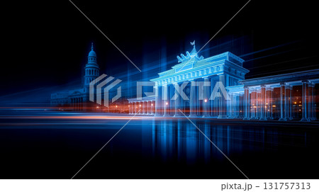 A picture of a building with a clock tower in the background 131757313