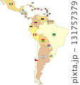 南米地図　国別色分け国旗国名レイヤー分割 131757379