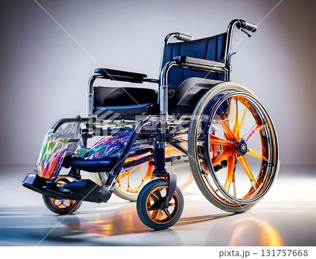 先進技術を感じるスタイリッシュな車いす｜高解像度イメージ 131757668