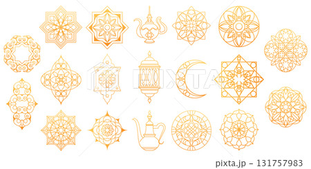 Islamic Ramadan ornament icons Islamic Ramadan ornament icons 131757983