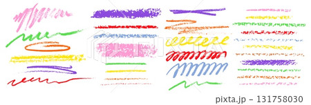 Color crayon doodle lines set isolated on white Color crayon doodle lines set isolated on white 131758030