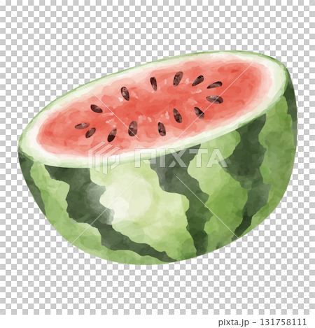 切成兩半的西瓜水彩插圖 131758111