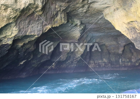 Inside a Sea Cave on the Algarve Coast, Portugal 131758167