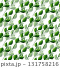 Beautiful green branch with leaves on white background, seamless floral botanical pattern. Digital watercolor 131758216