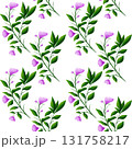 Beautiful pink flowers and green branches with leaves, seamless floral botanical pattern. Digital watercolor hand drawn. For fabric, textiles, wrappers, covers, women, girls, accessories, gifts 131758217